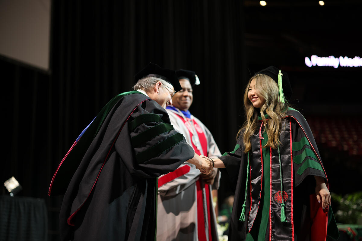 The Kirk Kerkorian School of Medicine at UNLV Class of 2024 celebrating their commencement and academic hooding ceremony.